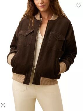 Faherty Heritage Chocolate Brown Cord Bomber Jacket, Size Medium, EUC